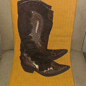 HPLA Brown and Gold Western Boots